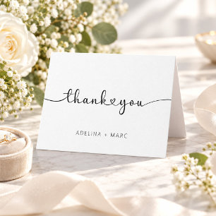 Tarjeta De Agradecimiento Boda de escritura de corazones simple elegante mod