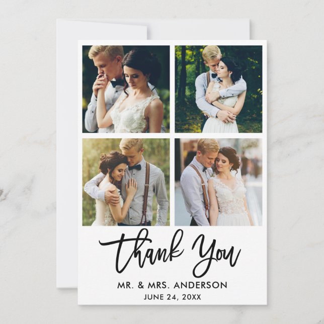 Tarjeta De Agradecimiento Boda de escritura de pincel moderno 4 Foto (Anverso)
