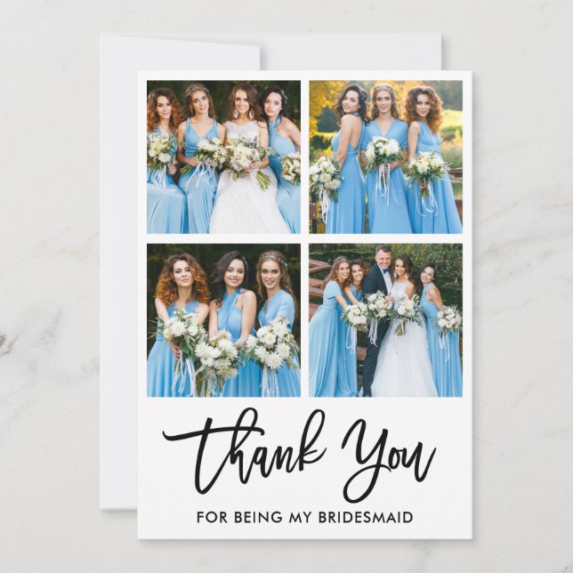 Tarjeta De Agradecimiento Boda de escritura de pincel moderno 4 Foto de dama (Anverso)