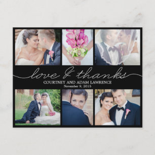 Tarjeta De Agradecimiento Boda de escritura encantadora foto gracias negro