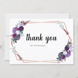 Tarjeta De Agradecimiento Boda de escritura floral moderna