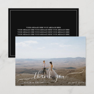 Tarjeta De Agradecimiento Boda de escritura fotográfica simple y moderna de 