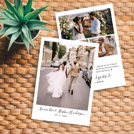 Tarjeta De Agradecimiento Boda de escritura manual moderna y 4 fotos