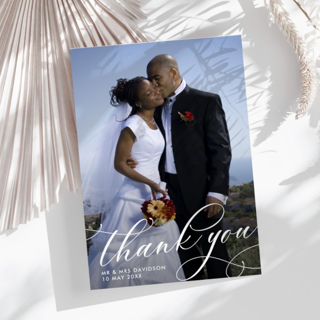 Tarjeta De Agradecimiento boda de escritura manuscrita elegante (Subido por el creador)