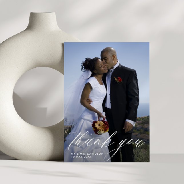 Tarjeta De Agradecimiento boda de escritura manuscrita elegante (Subido por el creador)