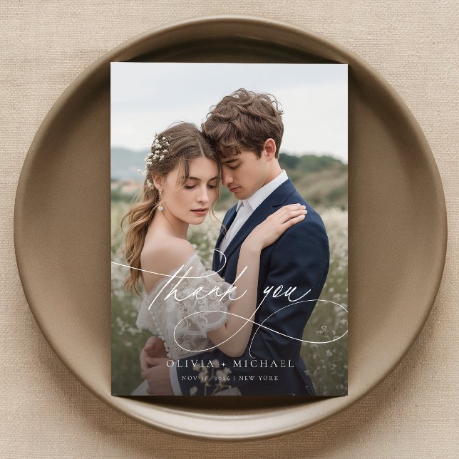 Tarjeta De Agradecimiento Boda de escritura manuscrita moderna (Subido por el creador)