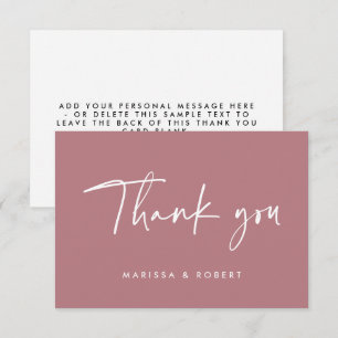 Tarjeta De Agradecimiento Boda de escritura manuscrita rosa Rosa moderno