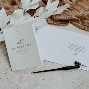Tarjeta De Agradecimiento Boda de escritura mínima moderna "con gratitud"