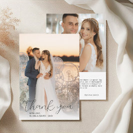 Tarjeta De Agradecimiento Boda de escritura Minimalista moderna 2 fotos