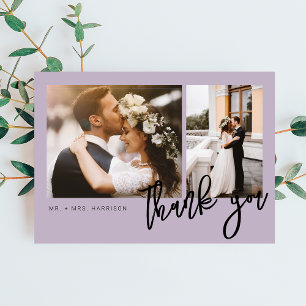 Tarjeta De Agradecimiento Boda de escritura moderada de 2 fotos