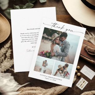 Tarjeta De Agradecimiento Boda de Escritura Moderna 3 Fotos