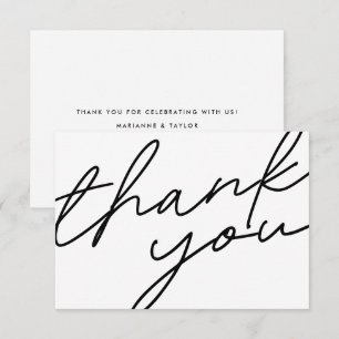 Tarjeta De Agradecimiento Boda de escritura moderna de caligrafía blanca neg