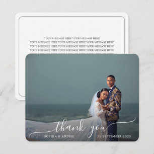 Tarjeta De Agradecimiento Boda de escritura moderna de esquina redondeada fr