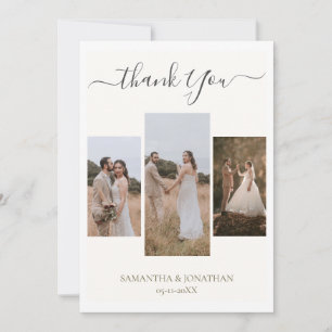 Tarjeta De Agradecimiento Boda de escritura moderna elegante simple 6 fotos