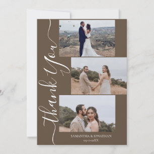 Tarjeta De Agradecimiento Boda de escritura moderna elegante simple 6 fotos