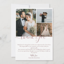 Tarjeta De Agradecimiento Boda de escritura moderna elegante simple 6 fotos