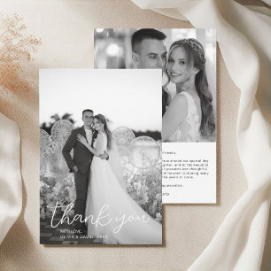 Tarjeta De Agradecimiento Boda de escritura moderna en blanco y negro 2 foto