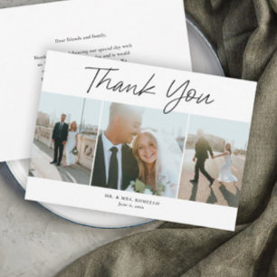 Tarjeta De Agradecimiento Boda de Escritura Moderna Simple 3 Foto
