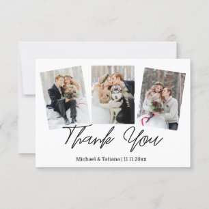 Tarjeta De Agradecimiento boda de escritura simple y elegante 3 fotos