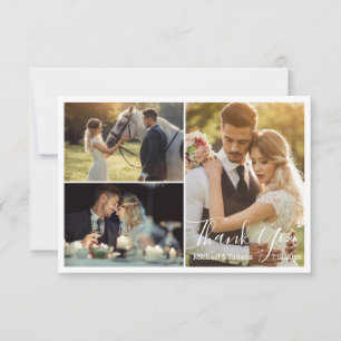 Tarjeta De Agradecimiento boda de escritura simple y elegante 3 fotos