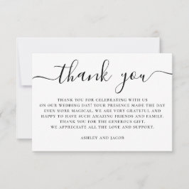 Tarjeta De Agradecimiento Boda de escritura simple y elegante en blanco y ne