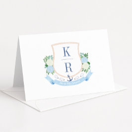 Tarjeta De Agradecimiento Boda de Escudo de tema costero de acuarela