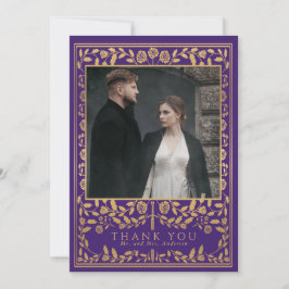 Tarjeta De Agradecimiento Boda de espadas medievales Purple Royal