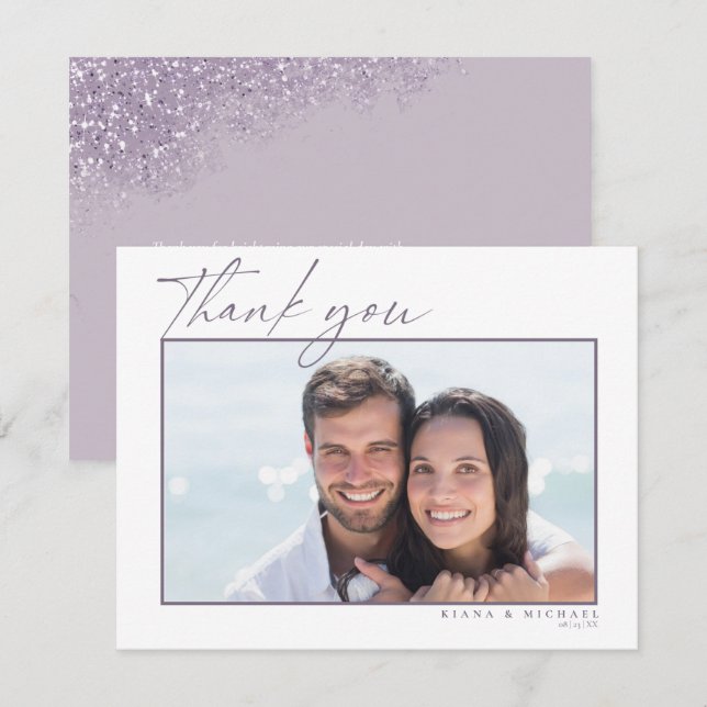 Tarjeta De Agradecimiento Boda de espárragos Gracias Mauve ID889 (Anverso / Reverso)