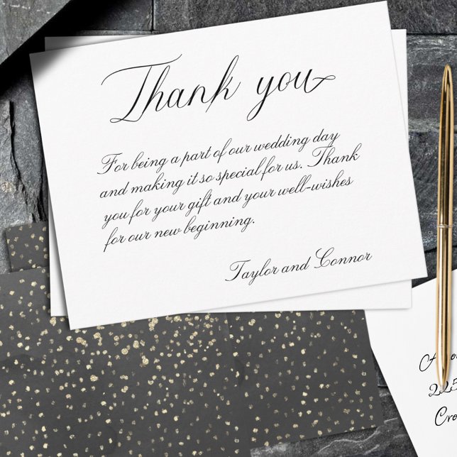 Tarjeta De Agradecimiento Boda De Esplash De Oro Y Negro (Subido por el creador)