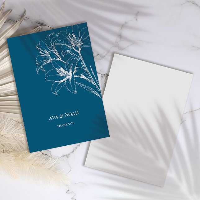 Tarjeta De Agradecimiento Boda de esquema de Lily Azul (Subido por el creador)