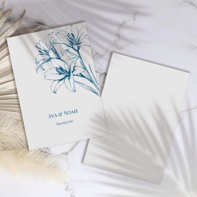Tarjeta De Agradecimiento Boda de esquema de Lily Azul (Subido por el creador)
