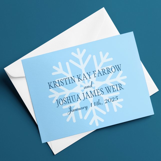 Tarjeta De Agradecimiento Boda de esquiadores de copos de nieve hielo-azul (Subido por el creador)