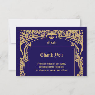 Tarjeta De Agradecimiento Boda de estilo Art Nouveau vintage