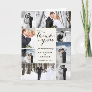 Tarjeta De Agradecimiento Boda de estilo multifotografía con estilo moderno