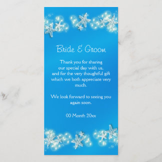 Tarjeta De Agradecimiento Boda de estrella de playa blanca azul