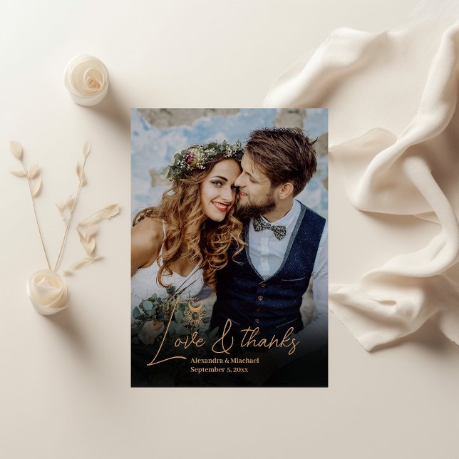 Tarjeta De Agradecimiento Boda de estrellas celestes de oro místico (Subido por el creador)