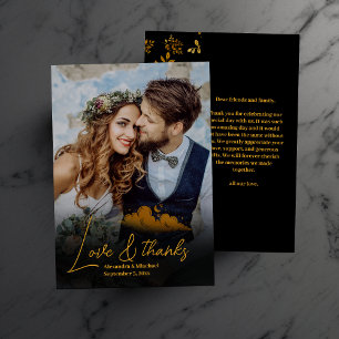 Tarjeta De Agradecimiento Boda de Estrellas Celestiales de Oro Negro Místico