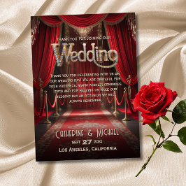 Tarjeta De Agradecimiento Boda de estreno de alfombra roja de Hollywood