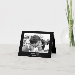 Tarjeta De Agradecimiento Boda de etiqueta   Foto plegada simple moderna