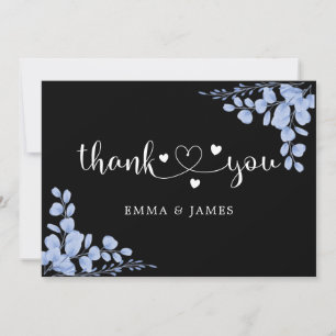 Tarjeta De Agradecimiento Boda de Eucalipto Botánico Azul Dusty