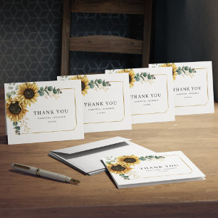 Tarjeta De Agradecimiento Boda de Eucalipto floral de girasol