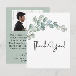 Tarjeta De Agradecimiento Boda de eucalipto verde acuarela rústica