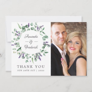 Tarjeta De Agradecimiento Boda de eucalipto y lavanda verde