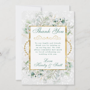 Tarjeta De Agradecimiento Boda de Eucalipto y Verdor con Acuarela