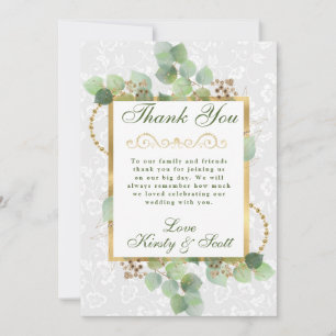 Tarjeta De Agradecimiento Boda de Eucalipto y Verdor con Acuarela