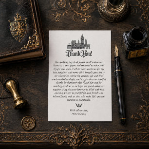 Tarjeta De Agradecimiento Boda de Fantasía Medieval en Castillo Agradecimien