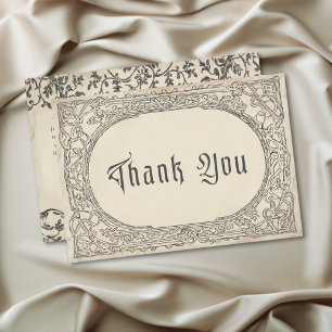 Tarjeta De Agradecimiento Boda de fantasía negra vintage medieval grabado