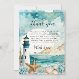 Tarjeta De Agradecimiento Boda de faro náutico
