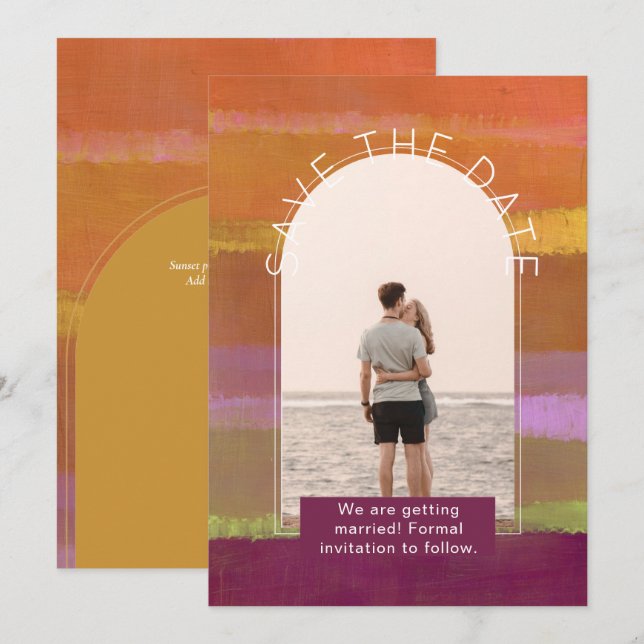Tarjeta De Agradecimiento Boda de fechas de guardar de foto moderna (Anverso / Reverso)