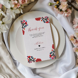 Tarjeta De Agradecimiento Boda de Fiesta Colorida y Floral Mexicana